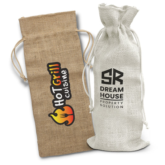 Jute Wine Drawstring Bag - Sale